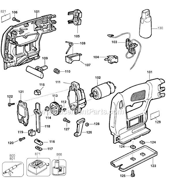Page A Diagram and Parts List for VP660T Type 1 Black and Decker Jig Saw